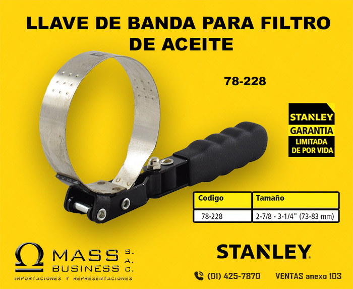 Llave De Banda Para Filtro De Aceite 78-229 STANLEY